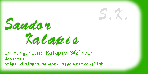 sandor kalapis business card